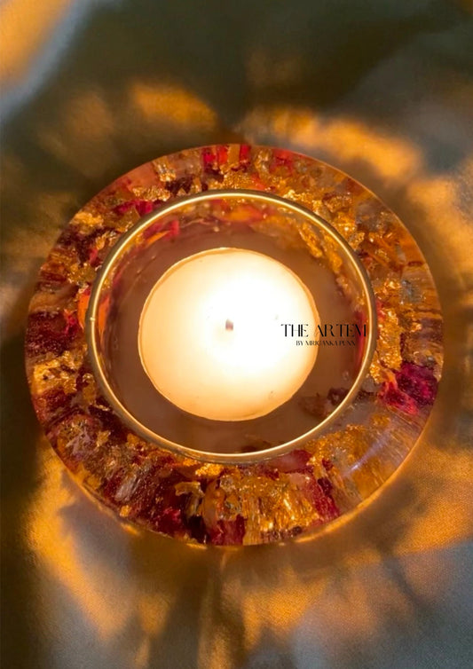 Tealight Holder With Real Flower