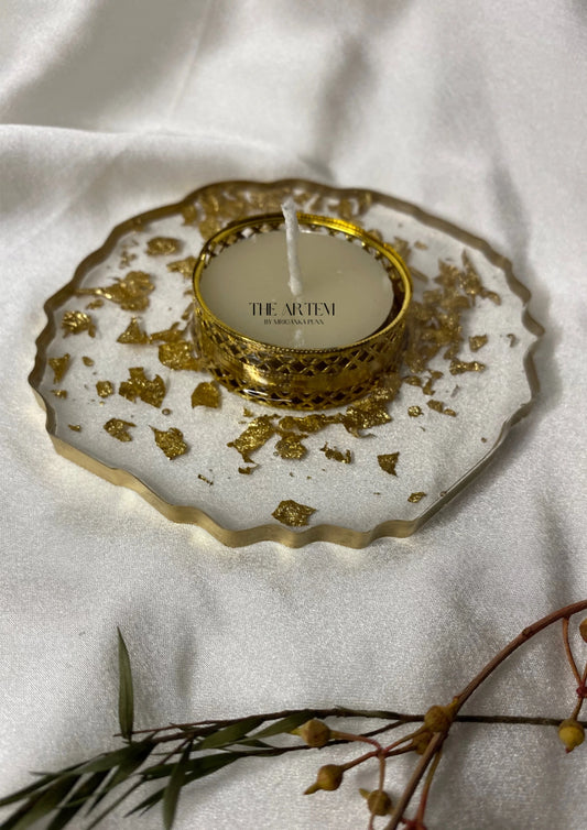 Aurum Gold Flake Tea Light Tray