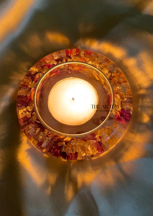 Tealight Holder With Real Flower