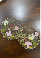Pressed Flower Coaster Set