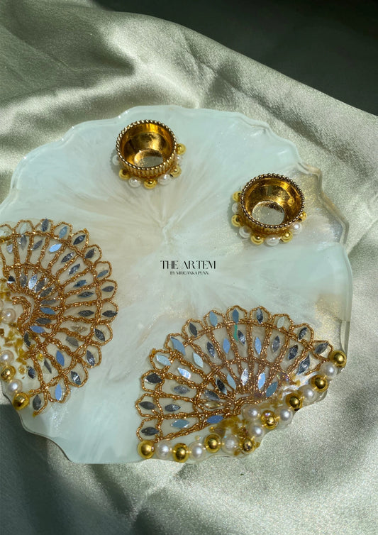Mirror Work Pooja Thali