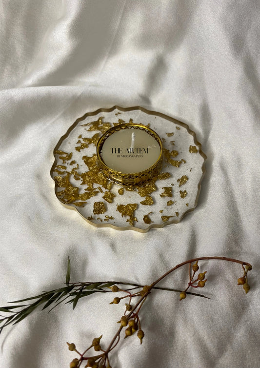 Aurum Gold Flake Tea Light Tray