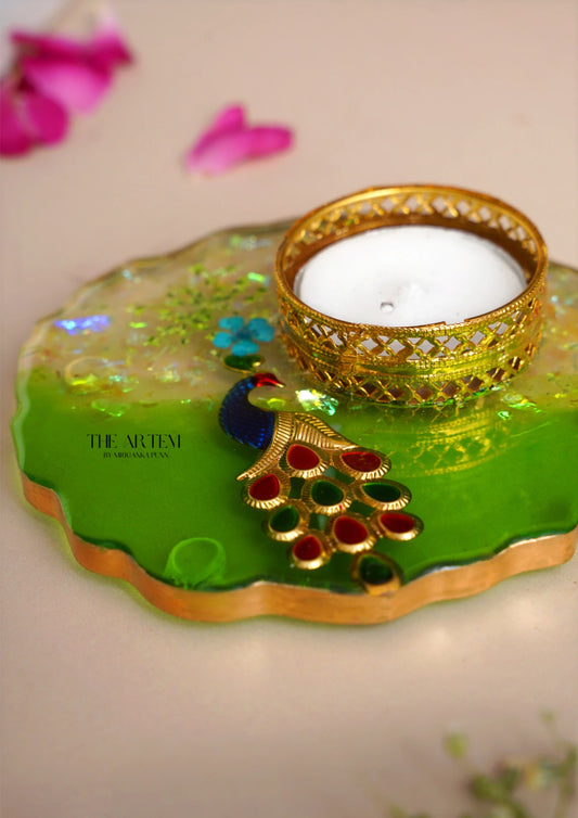 Peacock Tea Light Tray