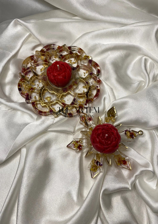 Combo Dried Flower Tea Light Tray with Matching Holder