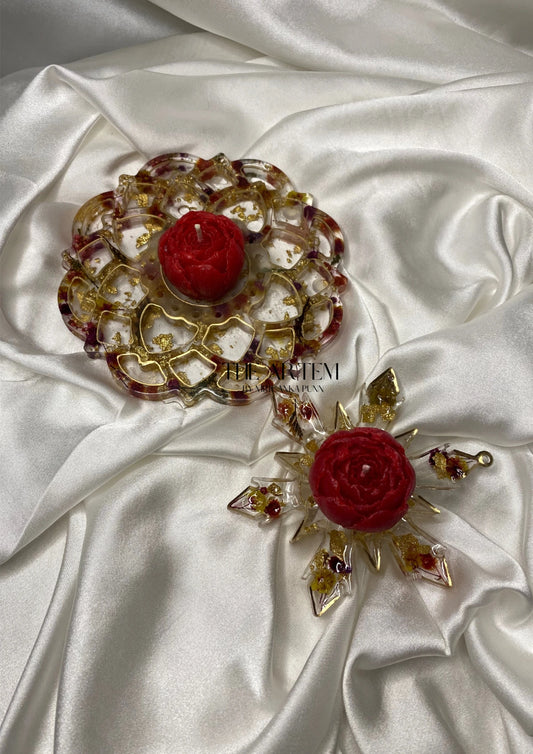Combo Dried Flower Tea Light Tray with Matching Holder
